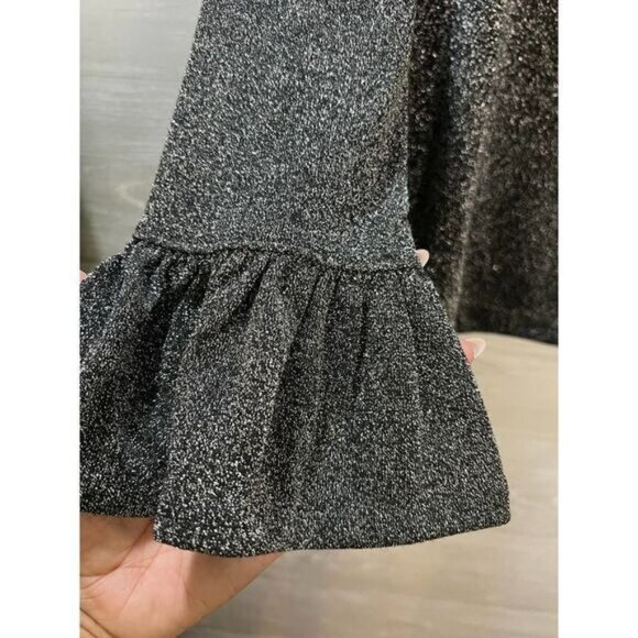 J CREW Silver Metallic Top Long Ruffle Bell‎ Sleeve XS - Picture 7 of 8